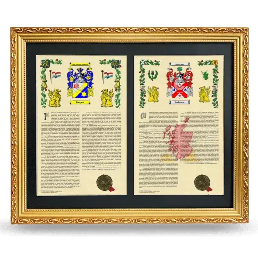 Double Armorial History Framed - Gold