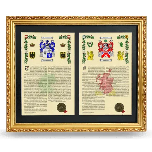 Double Armorial History Framed - Gold