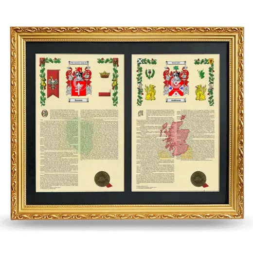 Double Armorial History Framed - Gold