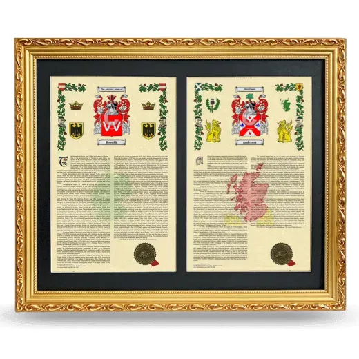 Double Armorial History Framed - Gold