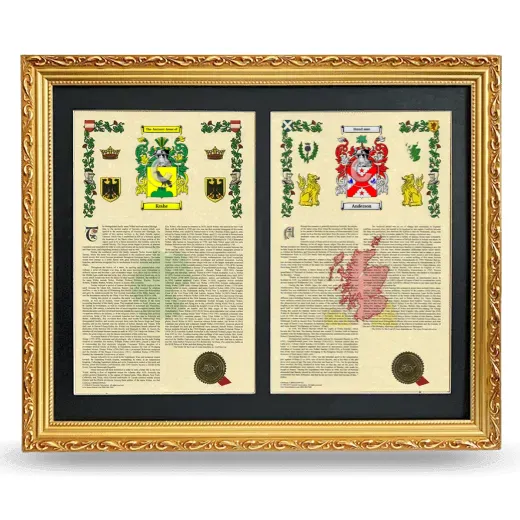 Double Armorial History Framed - Gold