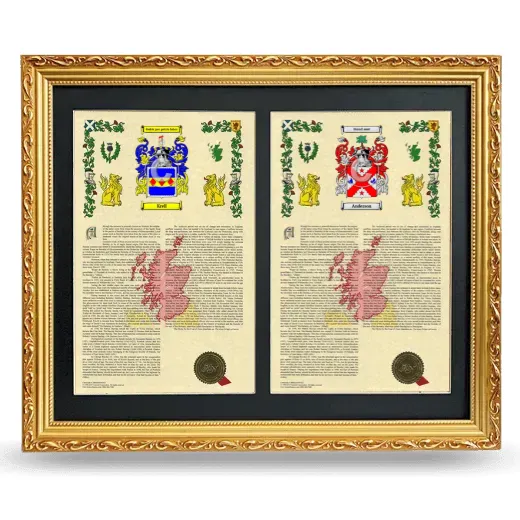 Double Armorial History Framed - Gold