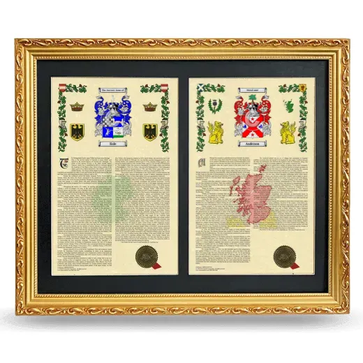 Double Armorial History Framed - Gold