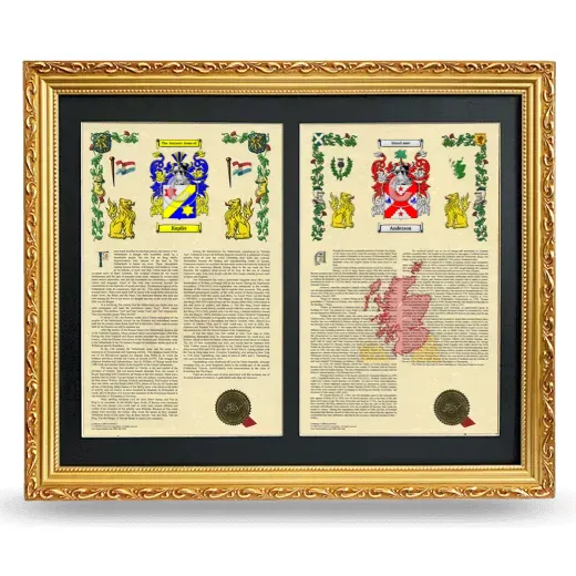 Double Armorial History Framed - Gold