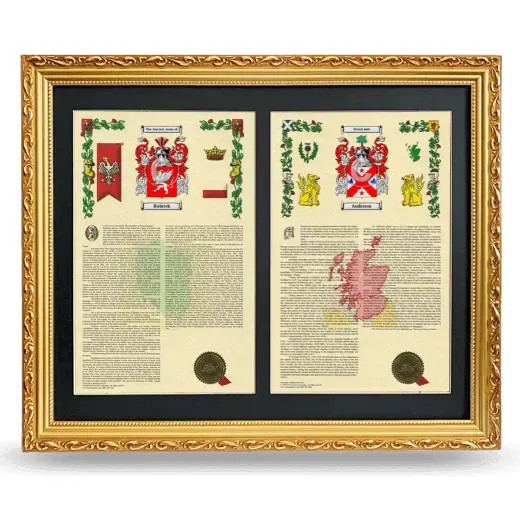 Double Armorial History Framed - Gold