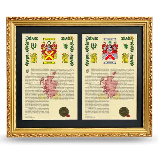 Double Armorial History Framed - Gold
