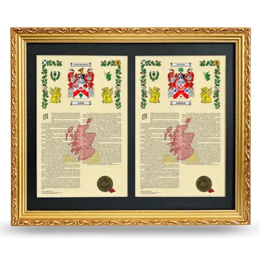 Double Armorial History Framed - Gold