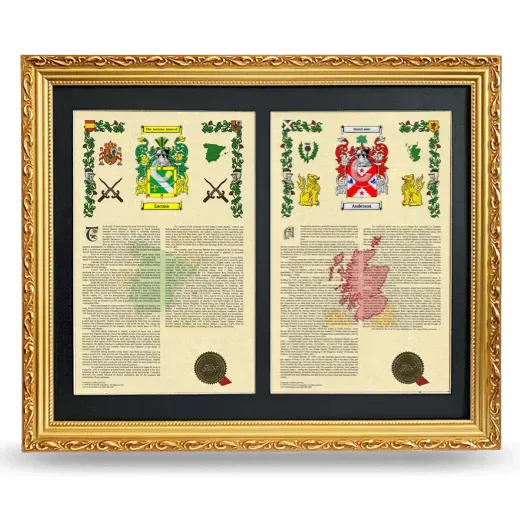 Double Armorial History Framed - Gold