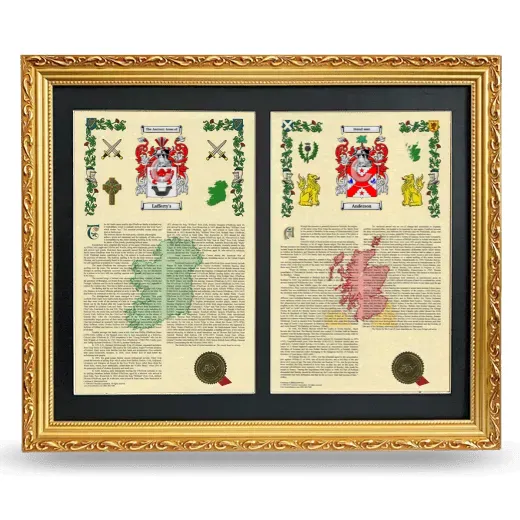 Double Armorial History Framed - Gold