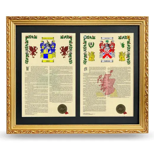 Double Armorial History Framed - Gold