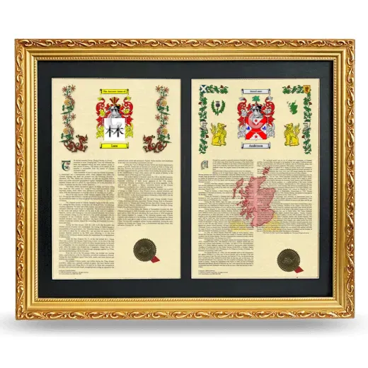 Double Armorial History Framed - Gold