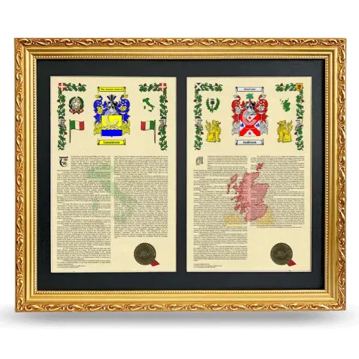 Double Armorial History Framed - Gold