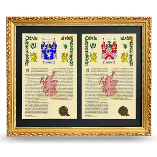 Double Armorial History Framed - Gold