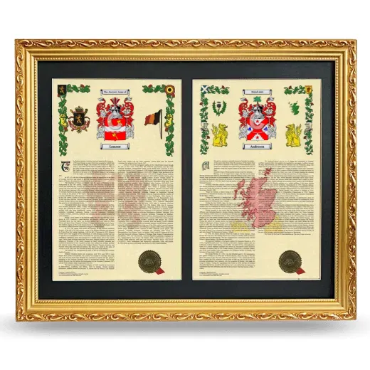 Double Armorial History Framed - Gold