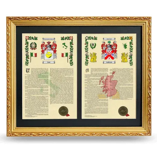 Double Armorial History Framed - Gold