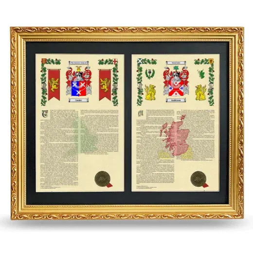 Double Armorial History Framed - Gold