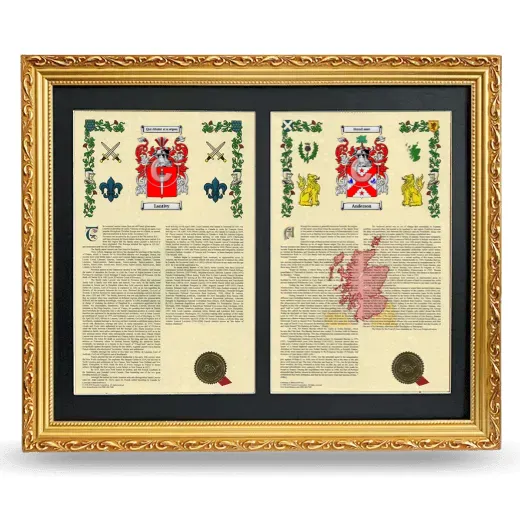 Double Armorial History Framed - Gold