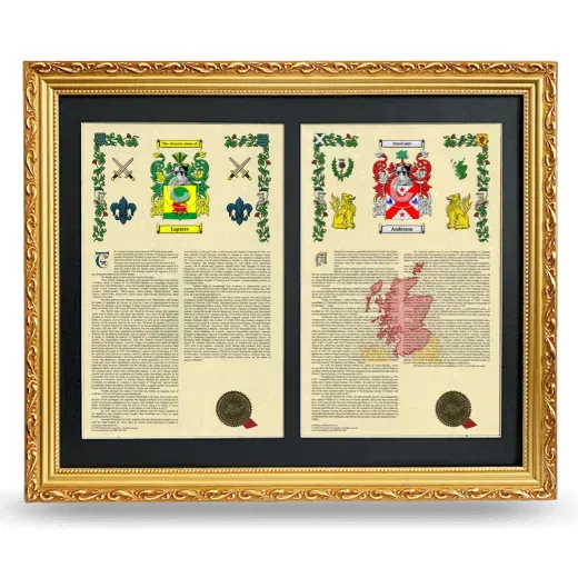 Double Armorial History Framed - Gold