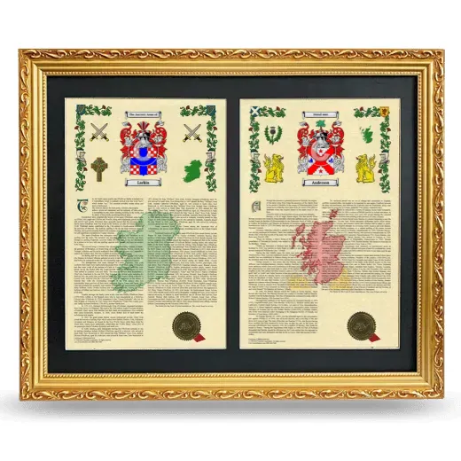 Double Armorial History Framed - Gold