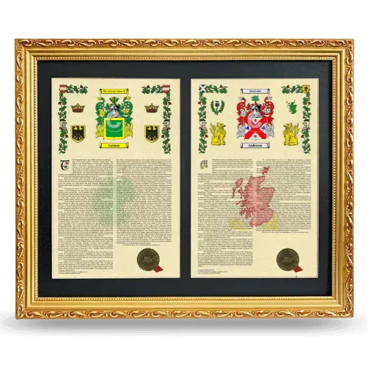 Double Armorial History Framed - Gold