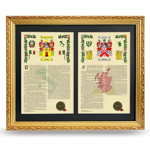 Double Armorial History Framed - Gold