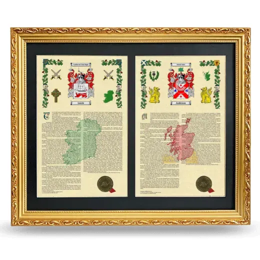 Double Armorial History Framed - Gold