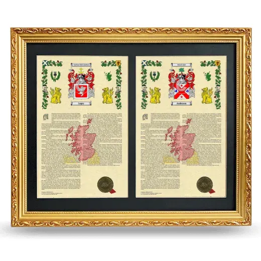 Double Armorial History Framed - Gold