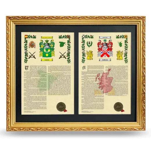 Double Armorial History Framed - Gold