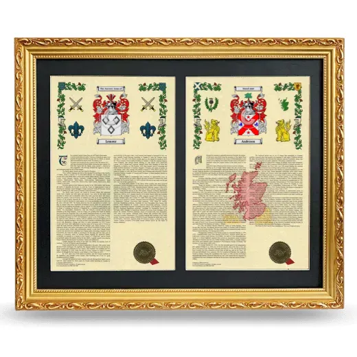 Double Armorial History Framed - Gold