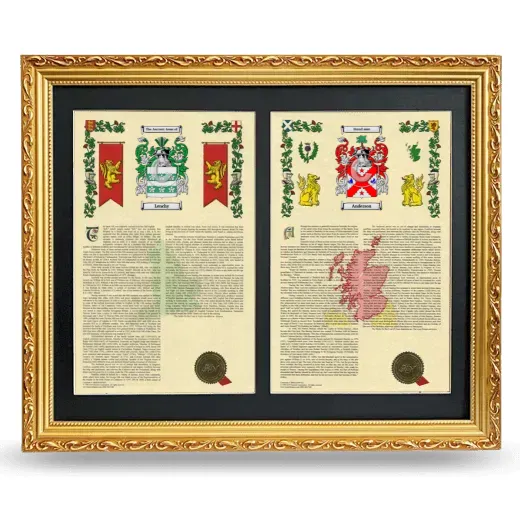 Double Armorial History Framed - Gold