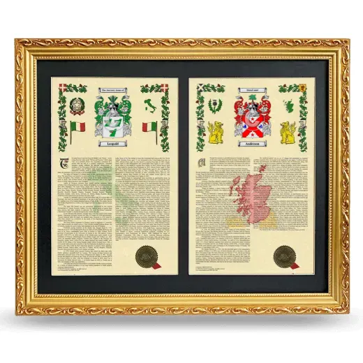 Double Armorial History Framed - Gold