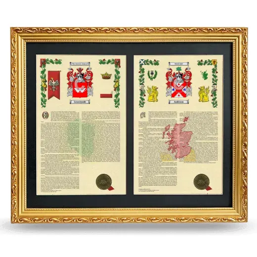 Double Armorial History Framed - Gold