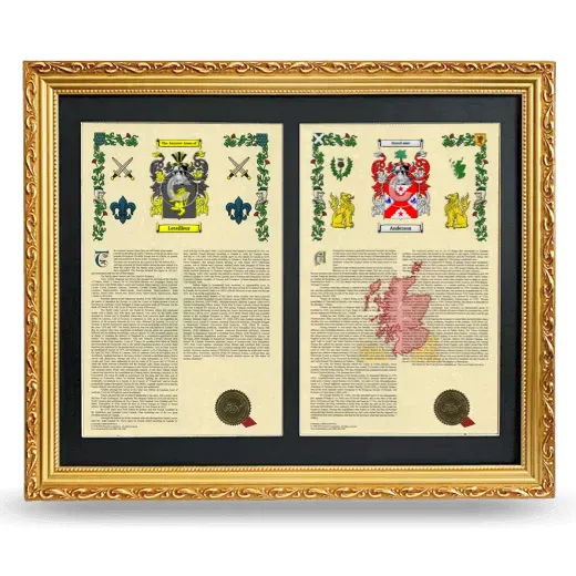 Double Armorial History Framed - Gold