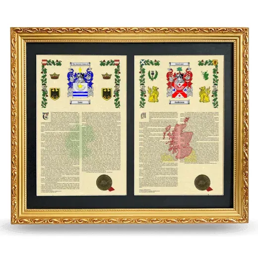 Double Armorial History Framed - Gold