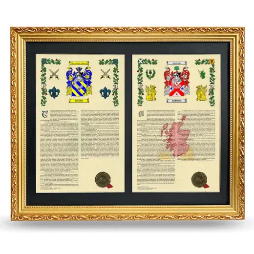 Double Armorial History Framed - Gold