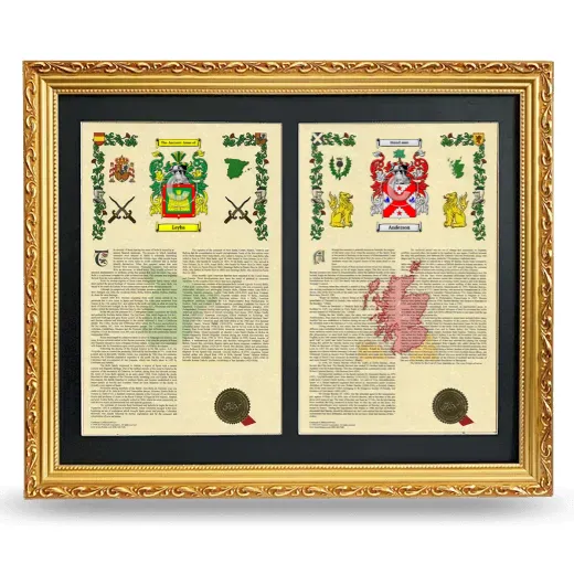Double Armorial History Framed - Gold