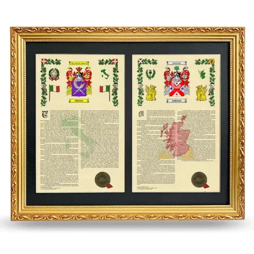 Double Armorial History Framed - Gold