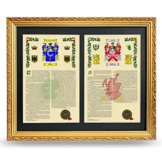 Double Armorial History Framed - Gold