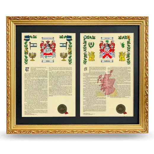 Double Armorial History Framed - Gold