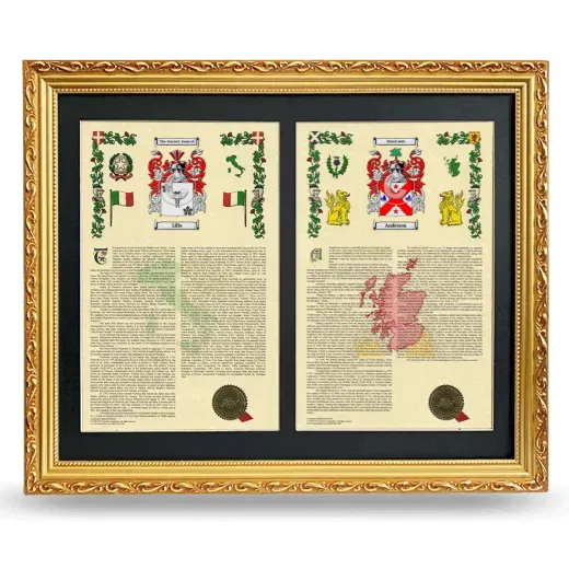 Double Armorial History Framed - Gold