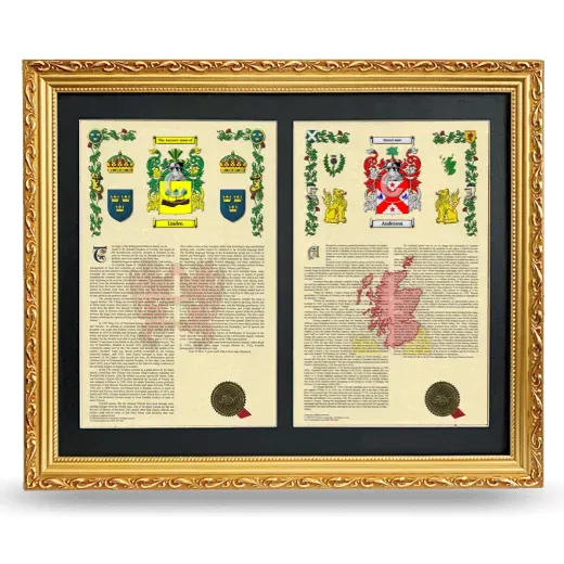 Double Armorial History Framed - Gold