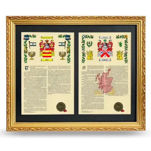 Double Armorial History Framed - Gold