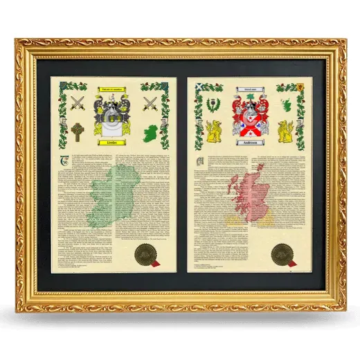 Double Armorial History Framed - Gold