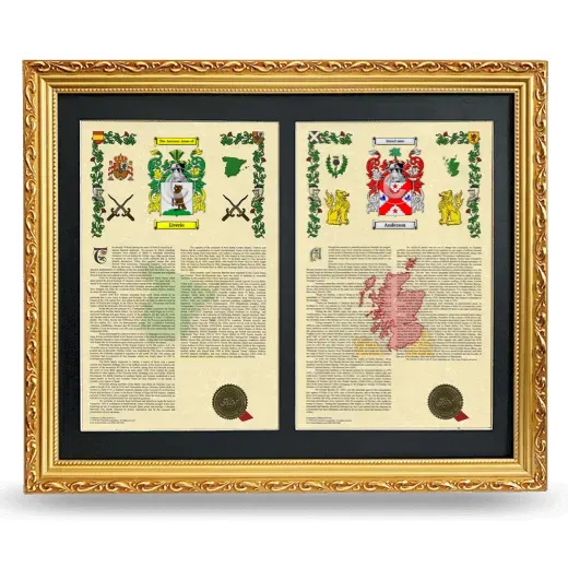 Double Armorial History Framed - Gold