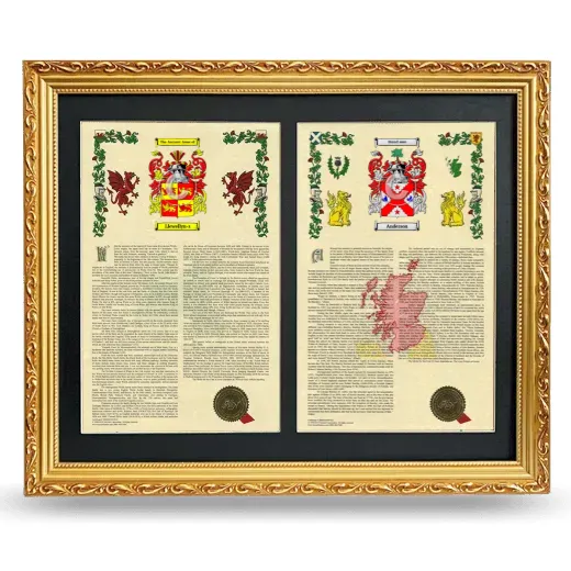 Double Armorial History Framed - Gold