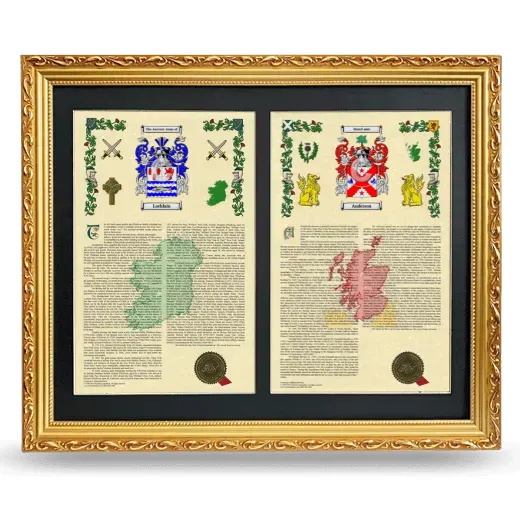 Double Armorial History Framed - Gold