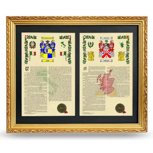 Double Armorial History Framed - Gold