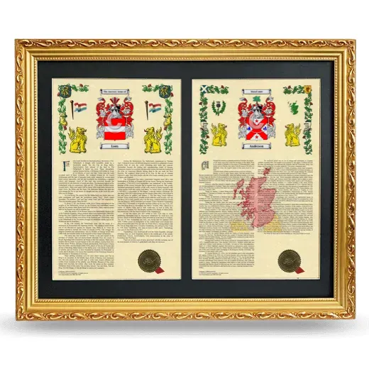 Double Armorial History Framed - Gold
