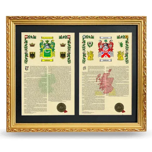 Double Armorial History Framed - Gold