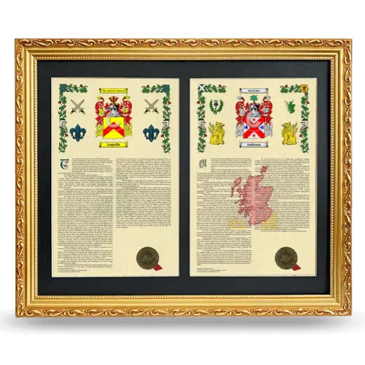 Double Armorial History Framed - Gold